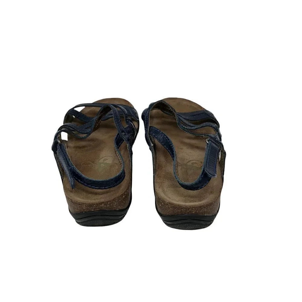 Dansko Womens Jovie Strappy Sandals Blue Slingback Hook Loop Leather 7 EUR 37